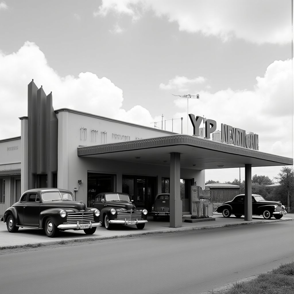 Antigua estación de servicio YPF de los años 40